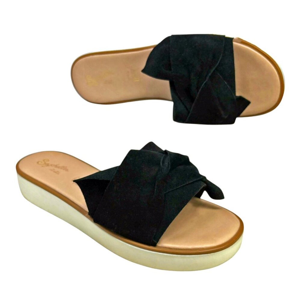 Seychelles Coastal‎ Black Suede Platform Made in Italy Slides